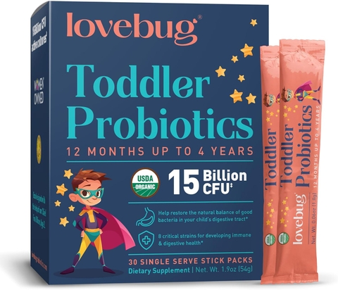 Men Vi Sinh Lovebug Kids Bột Với Chất Xơ Prebiotic Hỗ Trợ Miễn Dịch Giảm Táo Bón Cho Trẻ 1-4 Tuổi Hữu Cơ USDA 30 Gói Không Hương Vị 2026 – Lovebug Kids Probiotic Powder Prebiotic Fiber Cân Bằng Hệ Vi Sinh Đường Ruột Tăng Cường Miễn Dịch Giảm Táo Bón An Toàn Không Đường Không Chất Bảo Quản Chính Hãng Mỹ Giá Rẻ