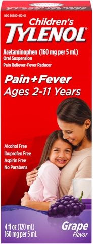 Siro Giảm Đau Hạ Sốt Tylenol Cho Trẻ 2-11 Tuổi Children’s Tylenol Pain Fever 120ml Vị Cherry 2025 – Acetaminophen Hương Anh Đào Chính Hãng Mỹ Giá Rẻ, An Toàn Không Aspirin Ibuprofen Cho Bé Mọc Răng Đau Nhức Sốt Cao