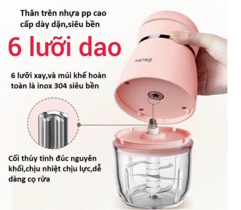 Máy Xay 6 Lưỡi- Máy Xay Đa Năng HATTIECS 0.3L