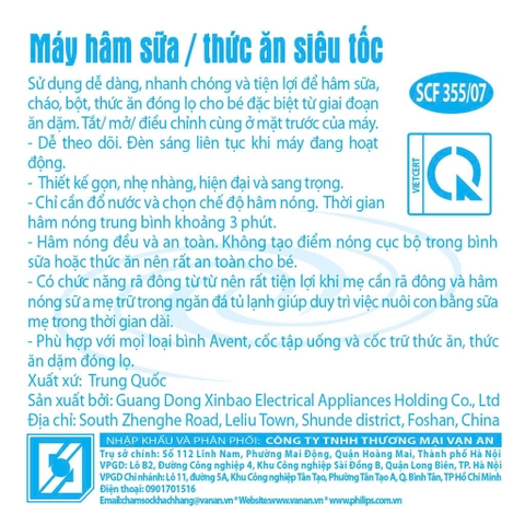 Máy Hâm Sữa Và Thức Ăn Siêu Tốc Philips Avent SCF355/09