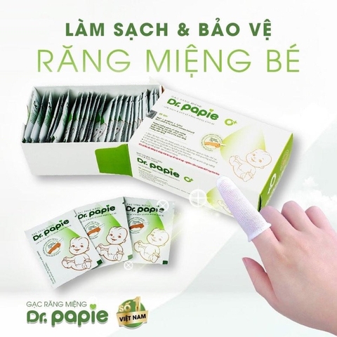 Gạc răng miệng rơ lưỡi Dr.Papie làm sạch và bảo vệ răng miệng cho bé (10 gói)