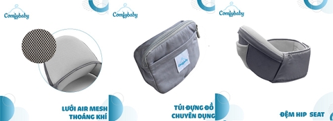 Địu em bé ngồi cao cấp siêu mềm 4 tư thế công nghệ Air Mesh thoáng khí - Comfybaby CF818 địu ngồi chữ M
