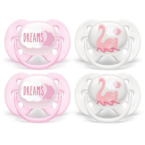Set 2 ti giả Philips Avent Ultra Soft thông khí siêu mềm cho bé gái màu hồng từ 0-6 tháng