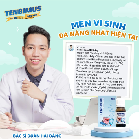Men vi sinh 10 chủng Tenbimus giúp hỗ trợ tiêu hóa, biếng ăn, cải thiện hệ vi sinh đường ruột, tăng cường sức đề kháng