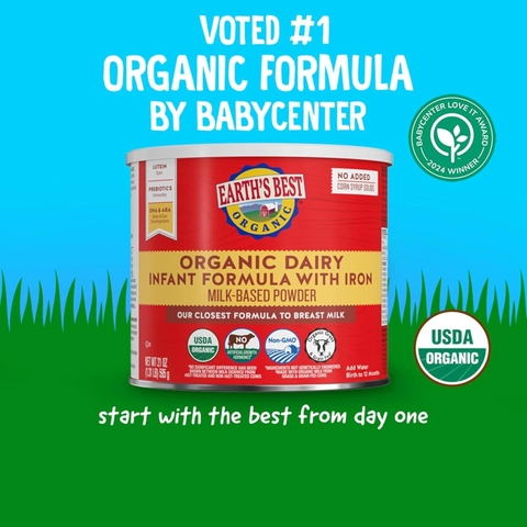 Sữa Earth’s Best Organic Infant Formula 595g Đỏ Cho Bé 0-12 Tháng - Mỹ 2026 – Sữa Hữu Cơ Không GMO Hỗ Trợ Phát Triển Não Bộ Xương Chiều Cao Miễn Dịch Chính Hãng Mỹ Giá Rẻ