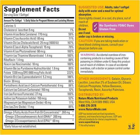 Prenatal Folic Acid DHA Bổ Sung Dinh Dưỡng Cho Bà Bầu 2026 – Prenatal Folic Acid DHA Cung Cấp Vitamin Khoáng Chất DHA Cần Thiết Thai Kỳ Mẹ Khỏe Bé Phát Triển Toàn Diện An Toàn Không GMO Không Gluten Chính Hãng Giá Rẻ Cho Phụ Nữ Mang Thai