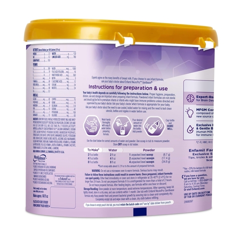 Enfamil NeuroPro Gentlease Baby Formula, Xây dựng trí não DHA, Hỗn hợp miễn dịch HuMO6, được thiết kế để giảm quấy khóc, khóc, đầy hơi và khạc nhổ trong 24 giờ, Prebiotics để thúc đẩy phân mềm hơn