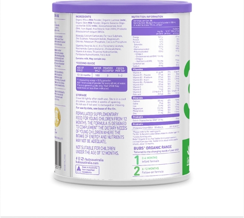 Sữa Bubs Organic Số 3 Grass Fed Toddler Milk 800g Cho Trẻ Từ 1 Đến 3