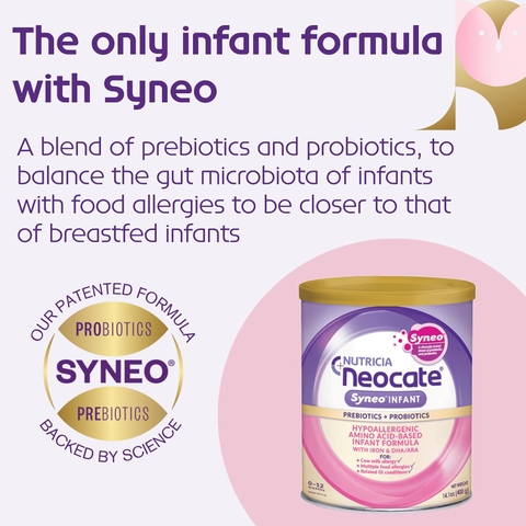 Neocate Syneo Infant Axit Amin Tự Do Có Prebiotic Probiotic Hỗ Trợ Tăng Cân Tiêu Hóa Miễn Dịch Chính Hãng Mỹ