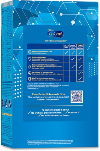 Sữa công thức Enfamil Optimum Baby Formula, công thức gần giống sữa mẹ nhất, Lactoferrin hỗ trợ miễn dịch cũng có trong sữa mẹ, DHA giúp phát triển não bộ, 30 Oz