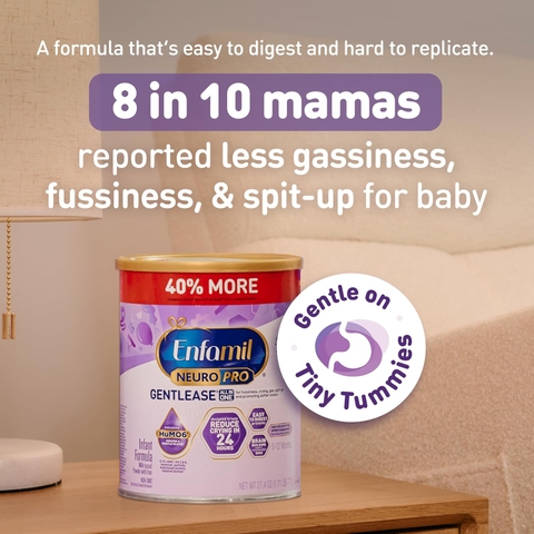 Enfamil NeuroPro Gentlease Baby Formula – Sữa Xây Dựng Trí Não DHA, HuMO6 Immune Blend, Giảm Quấy Khóc, Đầy Hơi, Khạc Nhổ Trong 24 Giờ