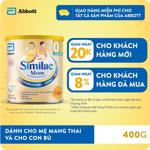 Sữa Similac Mom 400g – Hệ Dưỡng Chất IQ Plus Với DHA, Lutein, Vitamin E Tự Nhiên Cho Mẹ Bầu