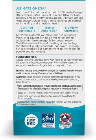 Dầu Cá Omega-3 Nordic Naturals Ultimate Omega 1280mg (180 Viên): Đỉnh Cao Chăm Sóc Não Bộ Và Tim Mạch