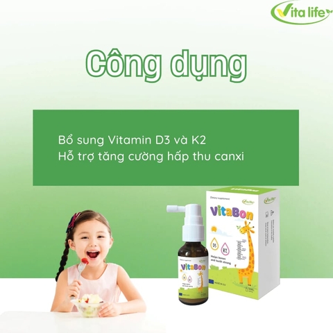 Vitabon D3K2DHA Dạng Xịt Bổ Sung Vitamin D3 K2 DHA Cho Trẻ Từ 0 Tháng Tuổi 2025 – Vitabon D3K2DHA Tăng Cường Hấp Thu Canxi Hỗ Trợ Xương Chắc Khỏe Phát Triển Chiều Cao An Toàn Không Lactose Chính Hãng Giá Rẻ Cho Bé Sơ Sinh