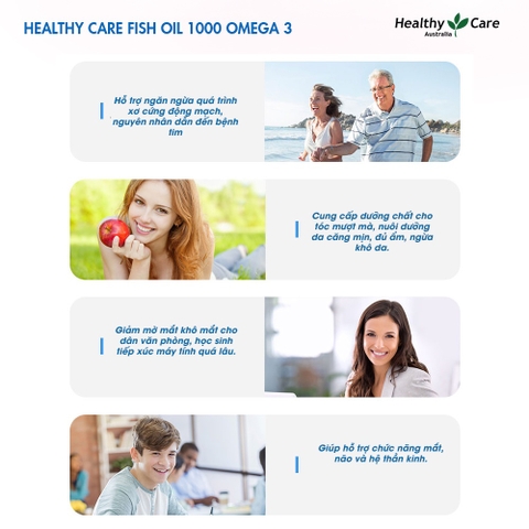 Dầu cá tự nhiên FISH OIL HEALTHY CARE Omega-3 1000mg 400 viên - Úc