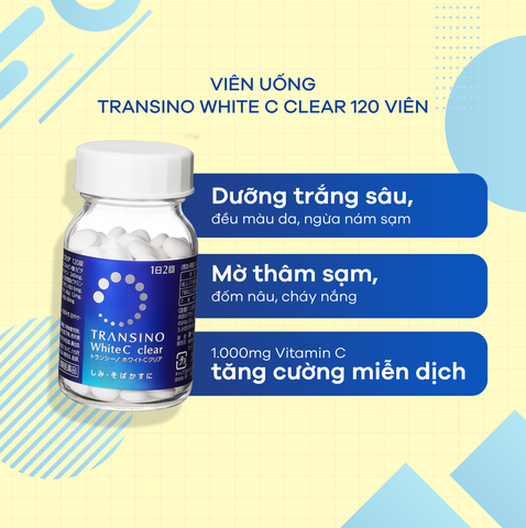 Viên uống Transino trắng da White C Clear Nhật 120 viên ( CHÍNH HÃNG )