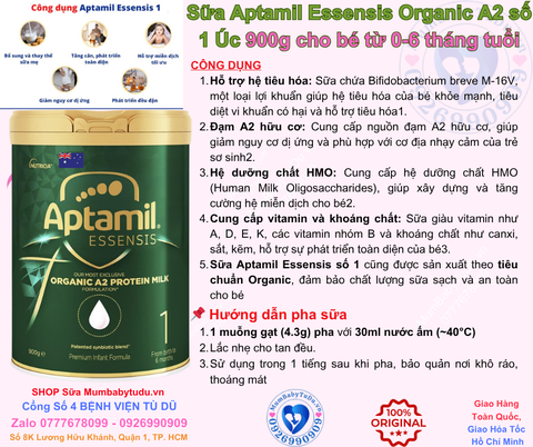 Sữa Bột Aptamil Essensis Đạm Hữu Cơ A2 Úc Số 1 900g (0-6 tháng)