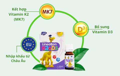 Siro Bổ Sung Vitamin Tăng Chiều Cao Cho Bé Lineabon K2+D3 Ergopharm 10ml