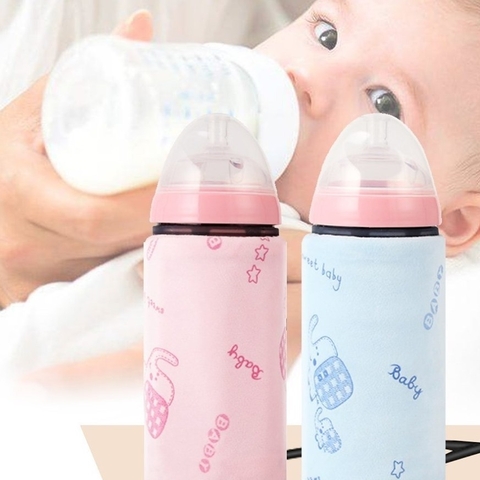 Túi Ủ Bình Sữa Vải Nhung Có Cáp Sạc