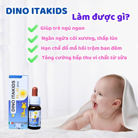 Dino Itakids D3 K2 Plus 10ml Bổ Sung Vitamin Hỗ Trợ Hấp Thu Canxi 2026 – Dino Itakids D3 K2 Plus Nhập Khẩu Ý Hỗ Trợ Phát Triển Chiều Cao Xương Răng Chắc Khỏe Cho Trẻ Sơ Sinh Từ 0 Tháng An Toàn Không Đường Không Chất Bảo Quản Chính Hãng Gia Tâm Pharma Giá Rẻ