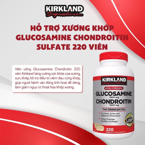 Bổ khớp Glucosamine giúp xương chắc khỏe Glucosamine & Chondroitin 280 viên Kirkland Signature đẩy lùi bệnh viêm khớp, thoái hóa
