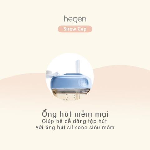 Bình tập uống có ống hút Hegen Straw cup PPSU 330ml, Blue