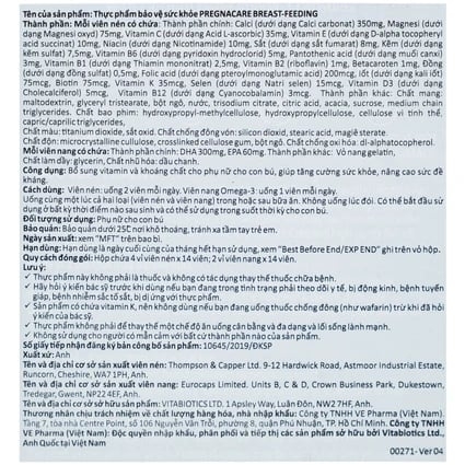 Vitabiotics Pregnacare Breast-Feeding Viên Uống Dành Cho Phụ Nữ Sau Sinh Hộp 56 Viên + 28 Viên Nang 2026 – Pregnacare Breast-Feeding Bổ Sung Vitamin Khoáng Chất Omega-3 DHA Hỗ Trợ Mẹ Sau Sinh Cho Con Bú Sức Khỏe Mẹ Khỏe Bé Phát Triển Toàn Diện Não Bộ Miễn Dịch An Toàn Không Gluten Không Lactose Chính Hãng Anh Giá Rẻ