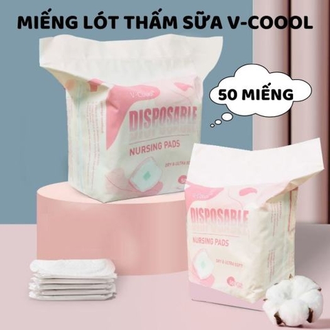 Miếng lót thấm sữa Cao Cấp V-Cool (50 miếng) Thấm Hút , Chống Tràn Tuyệt Đối