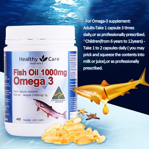 Dầu cá tự nhiên FISH OIL HEALTHY CARE Omega-3 1000mg 400 viên - Úc