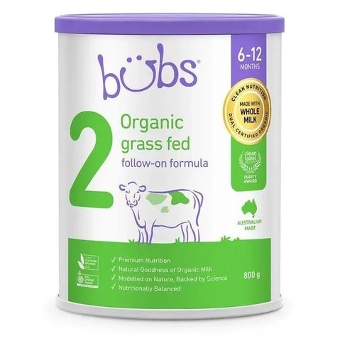 Sữa Bubs Organic Số 2 Grass Fed Follow On Formula 800g Cho Trẻ Từ 6 Đến 12 Tháng