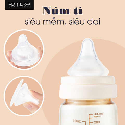 Núm Ti Silicone MOTHER K Hàn Quốc  siêu mềm cho bé giảm nôn trớ , đầy hơi