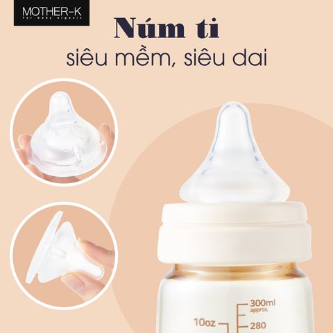 Bình Sữa PPSU Hàn Quốc Mother-K 180ml (Kem)