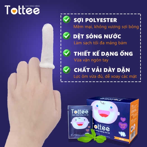Gạc Răng Miệng Tottee Tinh Chất Cỏ Ngọt - Hộp 25 Gói