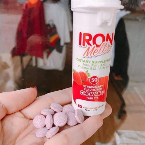 Viên sắt ngậm Iron Melts vị dâu 50 viên Úc