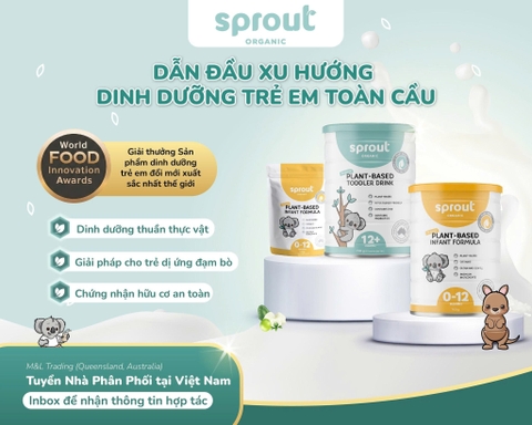 Sữa Sprout Organic Plant Based Toddler Drink 700g Cho Bé Từ 0-12 Tháng Dị Ứng Đạm Sữa Bò