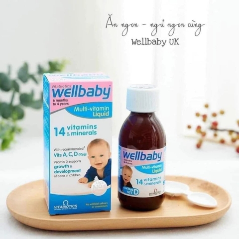 Siro Bổ Sung Vitamin Tổng Hợp Wellbaby Multi-Vitamin Liquid 150ml 2026 – Wellbaby 14 Loại Vitamin & Khoáng Chất Hỗ Trợ Phát Triển Toàn Diện Tăng Cường Miễn Dịch Trí Não Xương Răng Cho Bé Từ 6 Tháng Đến 4 Tuổi Chính Hãng Anh 