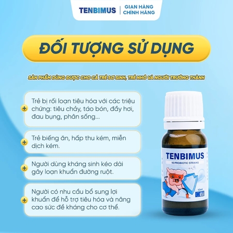 Men Vi Sinh 10 Chủng Tenbimus Bổ Sung Lợi Khuẩn Hỗ Trợ Hạn Chế Rối Loạn Tiêu Hóa Tăng Cường Sức Khỏe 2026 – Men Vi Sinh Tenbimus 10ml Nhập Khẩu Châu Âu Hỗ Trợ Cân Bằng Hệ Vi Sinh Đường Ruột Giảm Tiêu Chảy Táo Bón Nôn Trớ Khóc Dạ Đề Cho Trẻ Sơ Sinh Từ 0 Tháng An Toàn Không Đường Không Chất Bảo Quản Chính Hãng Giá Rẻ