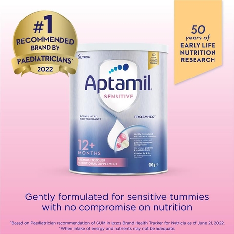 Sữa Aptamil Sensitive Úc 900g – Sữa Thủy Phân 1 Phần, Dễ Tiêu Hóa, Hấp Thu Tối Ưu Cho Bé Trên 12 Tháng Khó Tiêu, Đầy Hơi