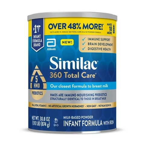 Sữa bột Similac 360 Total Care 5 HMO Prebiotics cho bé từ 0-12 tháng 874g