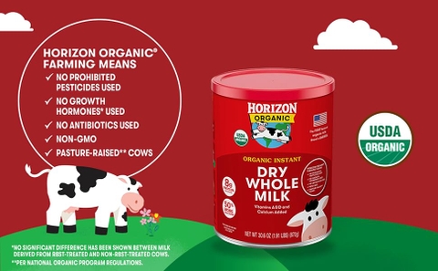 Horizon Organic Dry Whole Milk 870g – Sữa Bột Hữu Cơ Tiện Lợi, Giàu Dinh Dưỡng