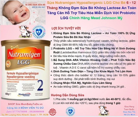 Sữa Công Thức Nutramigen Hypoallergenic LGG Cho Bé Từ 6 - 12 Tháng 2026 – Nutramigen 2 LGG Complete Không Đạm Sữa Bò Không Lactose An Toàn Tăng Cân Hỗ Trợ Tiêu Hóa Miễn Dịch Với Probiotic LGG Chính Hãng Mead Johnson Mỹ Giá Rẻ Cho Trẻ Dị Ứng Đạm Sữa Bò