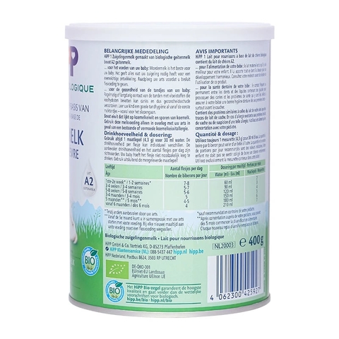 Sữa Dê HiPP Organic Số 1 400g Cho Bé Dị Ứng Đạm Sữa Bò 2026 – Sữa Dê Hữu Cơ Đức Beta-Casein A2 Dễ Tiêu Hóa Giảm Đầy Hơi Táo Bón Bổ Sung DHA ARA Hỗ Trợ Trí Não Miễn Dịch Chính Hãng 