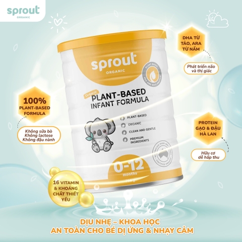 Sữa Sprout Organic Plant Based Toddler Drink 700g Cho Bé Từ 0-12 Tháng Dị Ứng Đạm Sữa Bò