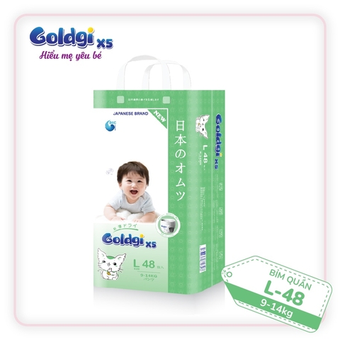 Bỉm Tã quần Goldgi+ X5 size L 48 miếng (cho bé 9 - 14kg)