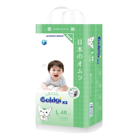 Bỉm Tã quần Goldgi+ X5 size L 48 miếng (cho bé 9 - 14kg)