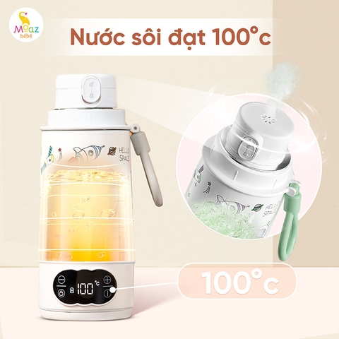 Bình Đun Nước Cầm Tay Moaz BéBé MB-058 Universe 500ml – Bình Đun Nước Di Động Pha Sữa Cho Bé Sơ Sinh Khi Đi Du Lịch, Về Quê, Pin Sạc USB, Màn Hình LED