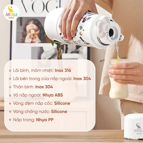 Bình Đun Nước Cầm Tay Moaz BéBé MB-058 Universe 500ml – Bình Đun Nước Di Động Pha Sữa Cho Bé Sơ Sinh Khi Đi Du Lịch, Về Quê, Pin Sạc USB, Màn Hình LED