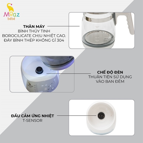 Bình Đun Nước Thông Minh Moaz BéBé MB-002 – Bình Đun Nước Giữ Nhiệt 48h Khử Clo 2 Phút Pha Sữa Cho Bé Sơ Sinh, Nước Tinh Khiết Bảo Vệ Sức Khỏe Gia Đình