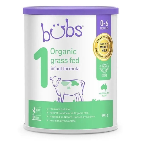 Sữa Bubs Organic Số 1 Grass Fed Infant Formula 800g Cho Trẻ Sơ Sinh Từ 0 Đến 6 Tháng Tuổi 2026