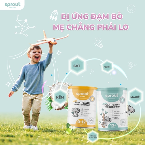 Sữa Sprout Organic Plant Based Toddler Drink 700g Cho Bé Từ 0-12 Tháng Dị Ứng Đạm Sữa Bò